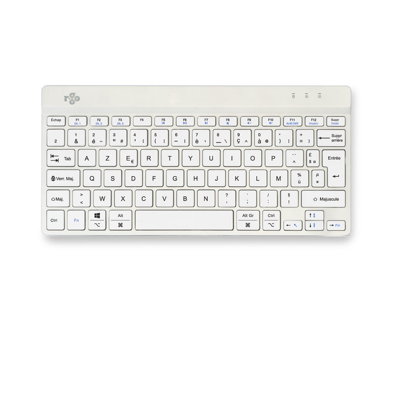 R-Go Tools Ergonomische Tastatur R-Go Compact Break, kompakte Tastatur mit Pausensoftware, AZERTY (FR), Bluetooth, Weiß