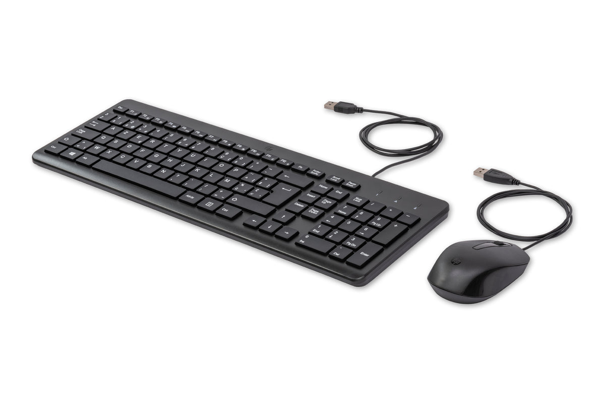 HP 150 Wired Mouse and Keyboard Tastatur Maus enthalten Heimbüro USB AZERTY Belgisch Schwarz