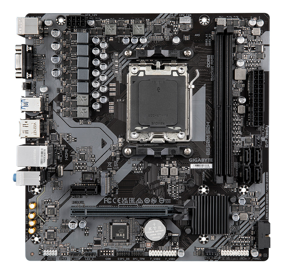 GIGABYTE B650M S2H Mainboard - AMD Ryzen 9000er-Serie, 5+2+2 Phasen VRM, bis zu 6400 MHz DDR5 (OC), 1xPCIe 4.0 M.2, GbE LAN, USB 3.2 Gen 1