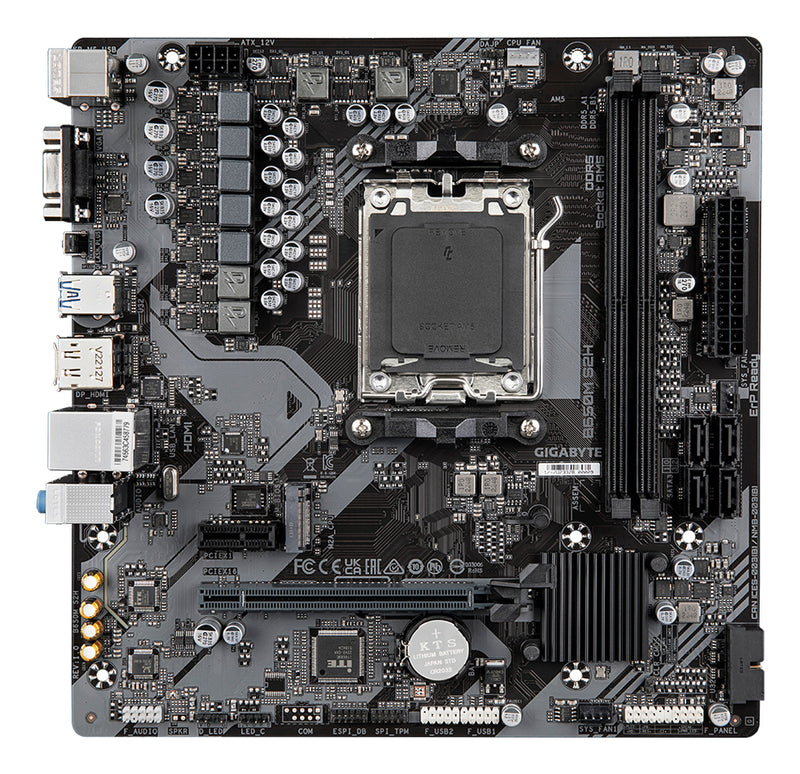 GIGABYTE B650M S2H Mainboard - AMD Ryzen 9000er-Serie, 5+2+2 Phasen VRM, bis zu 6400 MHz DDR5 (OC), 1xPCIe 4.0 M.2, GbE LAN, USB 3.2 Gen 1