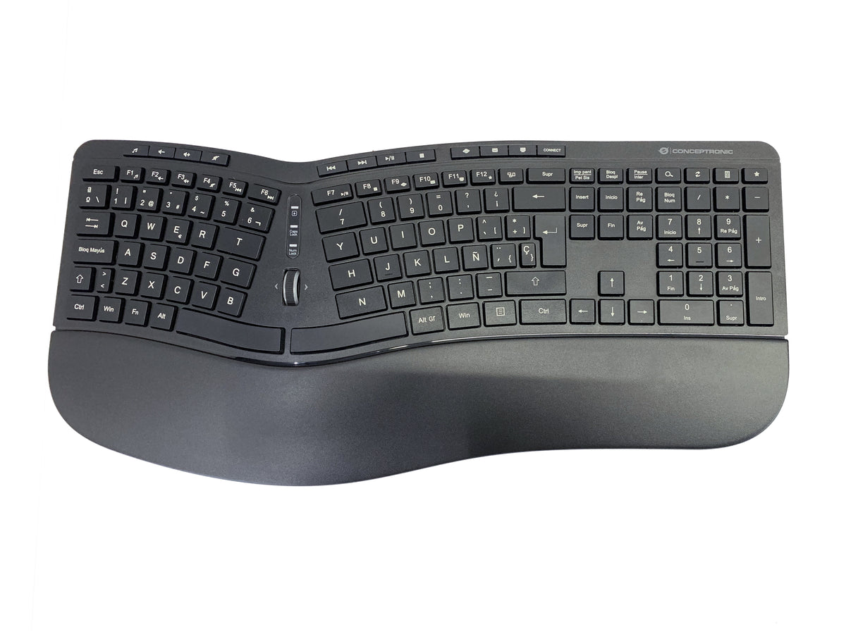 Conceptronic ORAZIO ERGO Kabelloses Set aus ergonomischer Tastatur und vertikaler Maus, spanisch