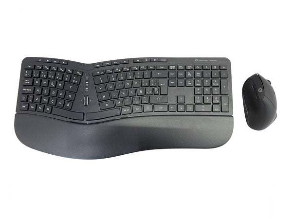 Conceptronic ORAZIO ERGO Kabelloses Set aus ergonomischer Tastatur und vertikaler Maus, spanisch