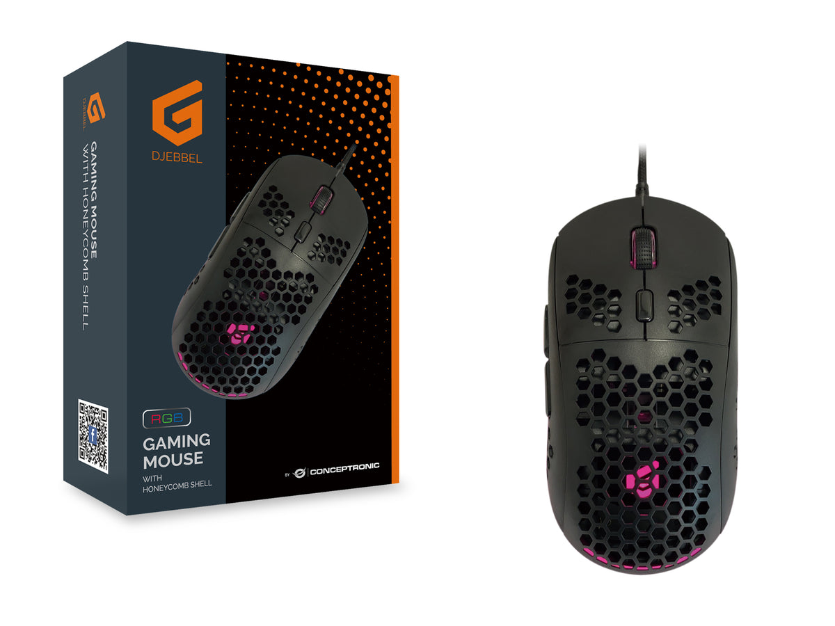Conceptronic DJEBBEL 6D Gaming-Maus mit Wabendesign-Gehäuse, 6400 DPI