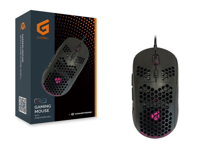 Conceptronic DJEBBEL 6D Gaming-Maus mit Wabendesign-Gehäuse, 6400 DPI