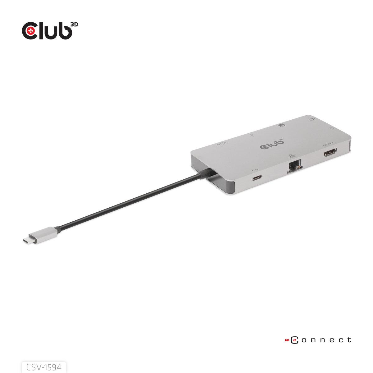 CLUB3D USB Gen1 Type-C 9-in-1 hub with HDMI, VGA, 2x USB Gen1 Type-A, RJ45, SD/Micro SD card slots and USB Gen1 Type-C Female port