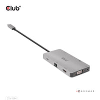 CLUB3D USB Gen1 Type-C 9-in-1 hub with HDMI, VGA, 2x USB Gen1 Type-A, RJ45, SD/Micro SD card slots and USB Gen1 Type-C Female port