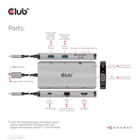 CLUB3D USB Gen1 Type-C 9-in-1 hub with HDMI, VGA, 2x USB Gen1 Type-A, RJ45, SD/Micro SD card slots and USB Gen1 Type-C Female port