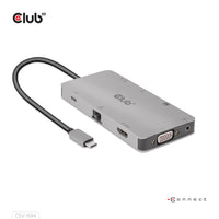 CLUB3D USB Gen1 Type-C 9-in-1 hub with HDMI, VGA, 2x USB Gen1 Type-A, RJ45, SD/Micro SD card slots and USB Gen1 Type-C Female port