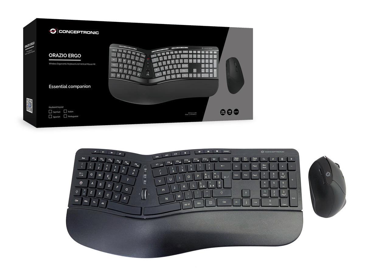 Conceptronic ORAZIO02IT Tastatur Maus enthalten Büro RF Wireless QWERTY Italienisch Schwarz