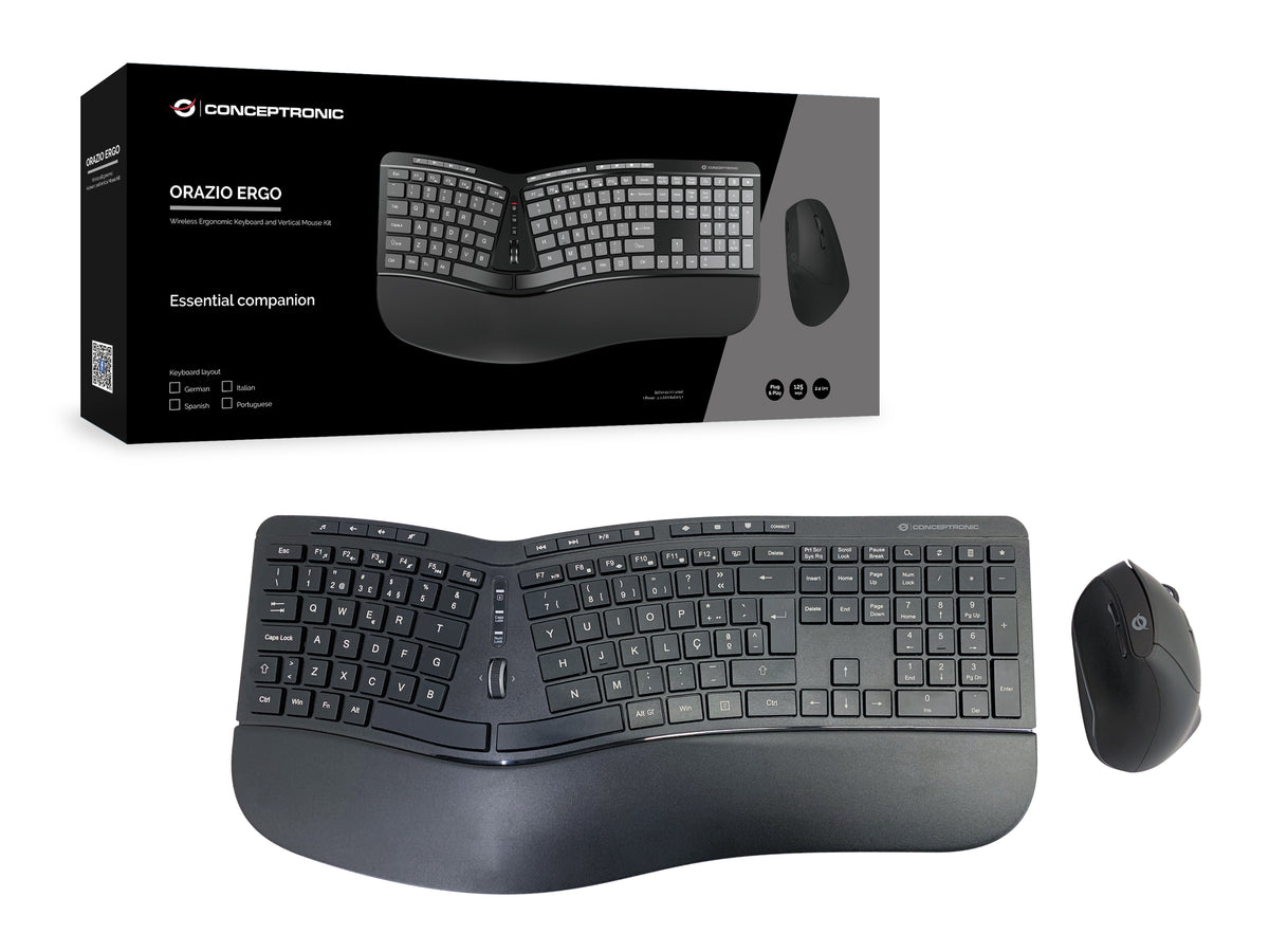 Conceptronic ORAZIO02PT Tastatur Maus enthalten Büro RF Wireless QWERTY Portuguesisch Schwarz