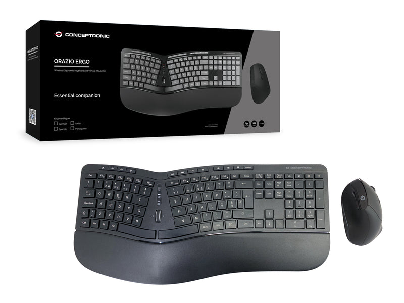 Conceptronic ORAZIO02PT Tastatur Maus enthalten Büro RF Wireless QWERTY Portuguesisch Schwarz