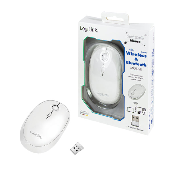 LogiLink ID0205 Maus Büro Beidhändig RF Wireless + Bluetooth 1600 DPI