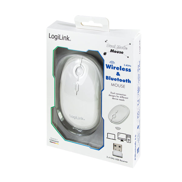 LogiLink ID0205 Maus Büro Beidhändig RF Wireless + Bluetooth 1600 DPI