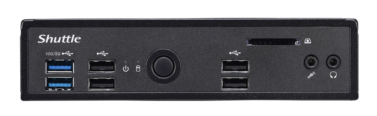 Shuttle XPC slim Barebone DS20UV2, Celeron 5205U, 1xHDMI, 1xDP, 1xVGA, 2xLAN (1xGbit, 1x2.5Gbit), 1xCOM, 8xUSB, lüfterlos, 24/7 Dauerbetrieb