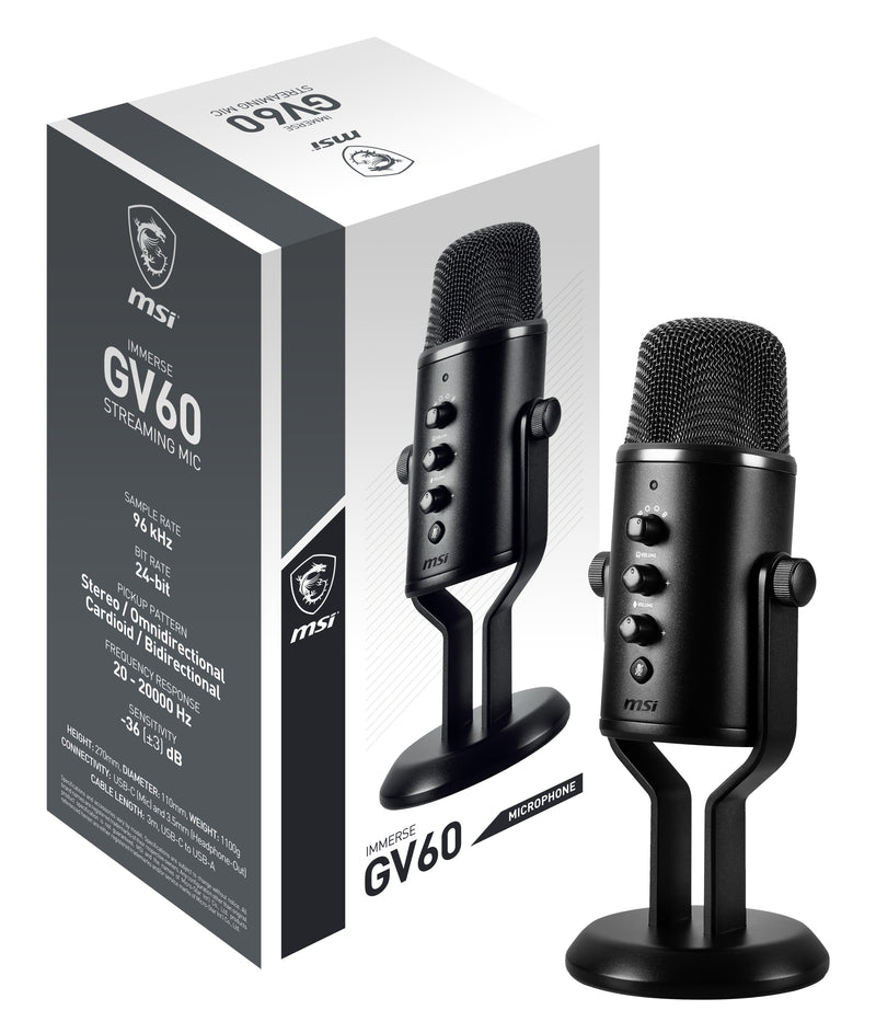 MSI IMMERSE GV60 STREAMING MIC Mikrofon Schwarz Mikrofon für Spielkonsole