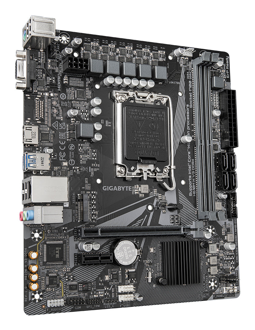 GIGABYTE H610M H V3 DDR4 Mainboard - Unterstützt Intel Core Prozessoren 14th CPUs, 4+1+1 Hybrid Phases Digital VRM, up to 3200MHz DDR4, 1xPCIe 3.0 M.2, GbE LAN, USB 3.2 Gen 1