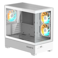 GIGABYTE C201 PANORAMIC ICE PC-Gehäuse – Mid-Tower, m-ATX, Unterstützung für 360-mm-Radiator, 3 vorinstallierte Lüfter, USB 3.0, unterstützt RGB Fusion