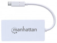 Manhattan USB-C auf 3-Port Hub mit Gigabit-Ethernet-Netzwerkadapter, USB 3.1 Gen 1 (5 Gbit/s) auf 10/100/1000 Mbit/s Gigabit Ethernet
