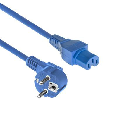 ACT Stromkabel Netzstecker CEE 7/7 Stecker (abgewinkelt) - C15 blau 1 m