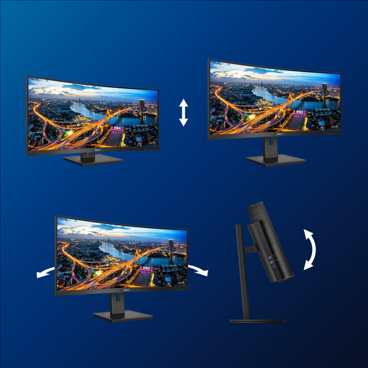 Philips B Line 346B1C/00 Computerbildschirm 86,4 cm (34") 3440 x 1440 Pixel Quad HD LCD Schwarz