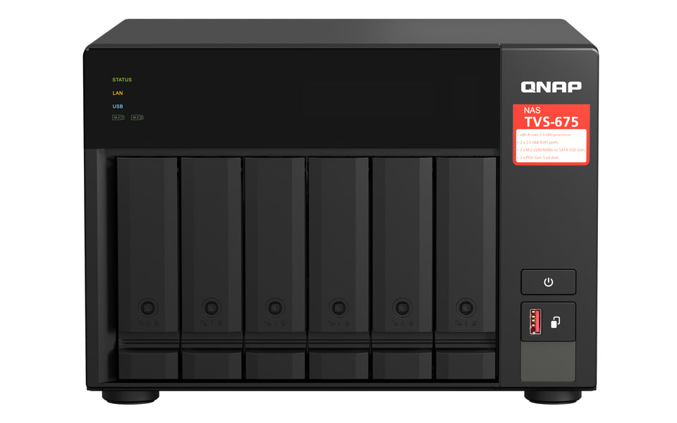 QNAP TVS-675 NAS Tour ZhaoXin KaiXian KX-6000 KX-U6580 8 Go DDR4 0 To QuTS hero Noir