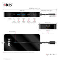 CLUB3D USB Gen1 Type-C 7-in-1 hub with 2x HDMI, 2x USB Gen1 Type-A, 1x RJ45, 1x 3.5mm Audio, 1x USB Gen1 Type-C 100W Female port