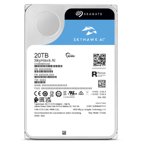 Seagate Surveillance Video Optimized AI Skyhawk 20TB HDD SATA 6Gb/s 512MB cache 3.5inch CMR Helium