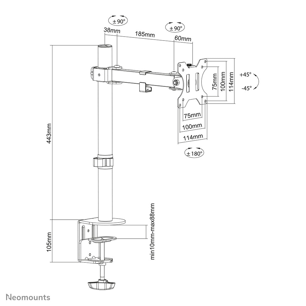 Neomounts FPMA-D540BLACK Monitorarm 13-32"