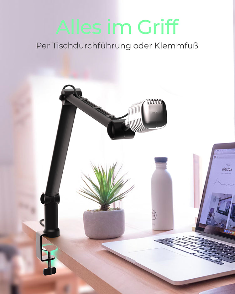 ICY BOX IB-MAG103B-T, Professioneller Mikrofon-Auslegerarm mit Tischhalterung