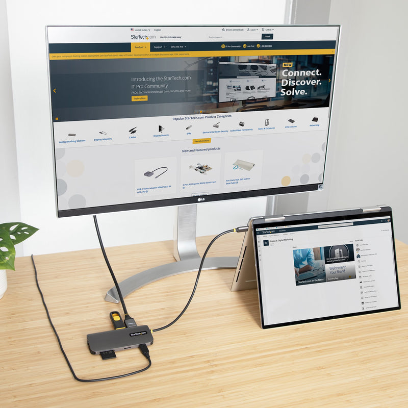 StarTech.com USB C Multiport Adapter, 4K 60Hz HDMI Anschluss, 5Gbit/s USB-A Hub, USB C auf HDMI, 100W PD, GbE, SD/MicroSD, 30cm Kabel, Reiseadapter, Thunderbolt 3 Dockingstation