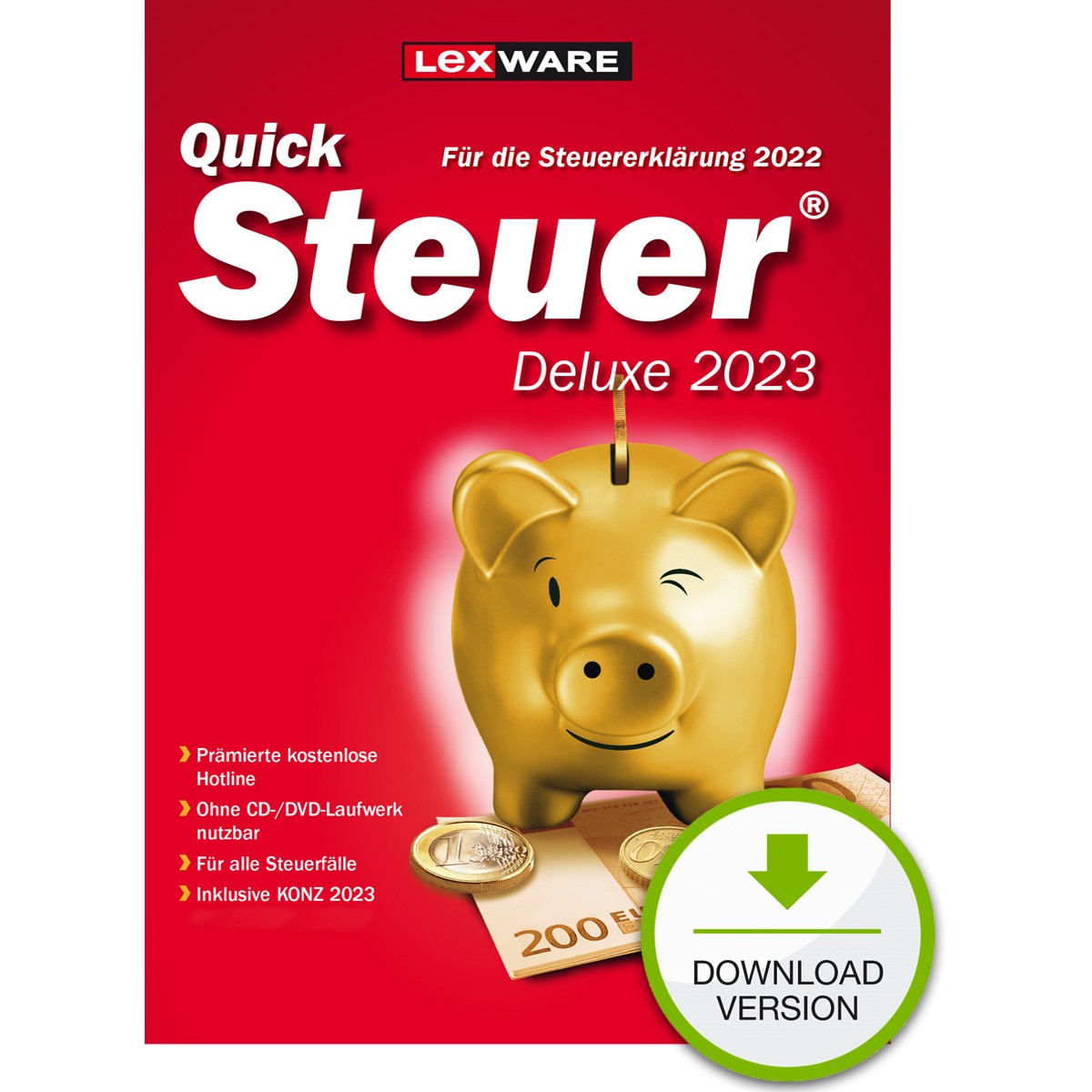 Lexware QuickSteuer Deluxe 2023 - 1 Device. bis zu 5 Steuererklärungen - ESD-DownloadESD