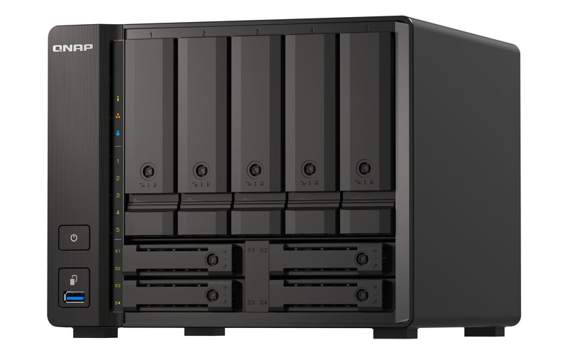 QNAP TS-H973AX NAS Tower Ryzen Embedded V1500B 32 GB DDR4 0 TB QuTS hero Schwarz