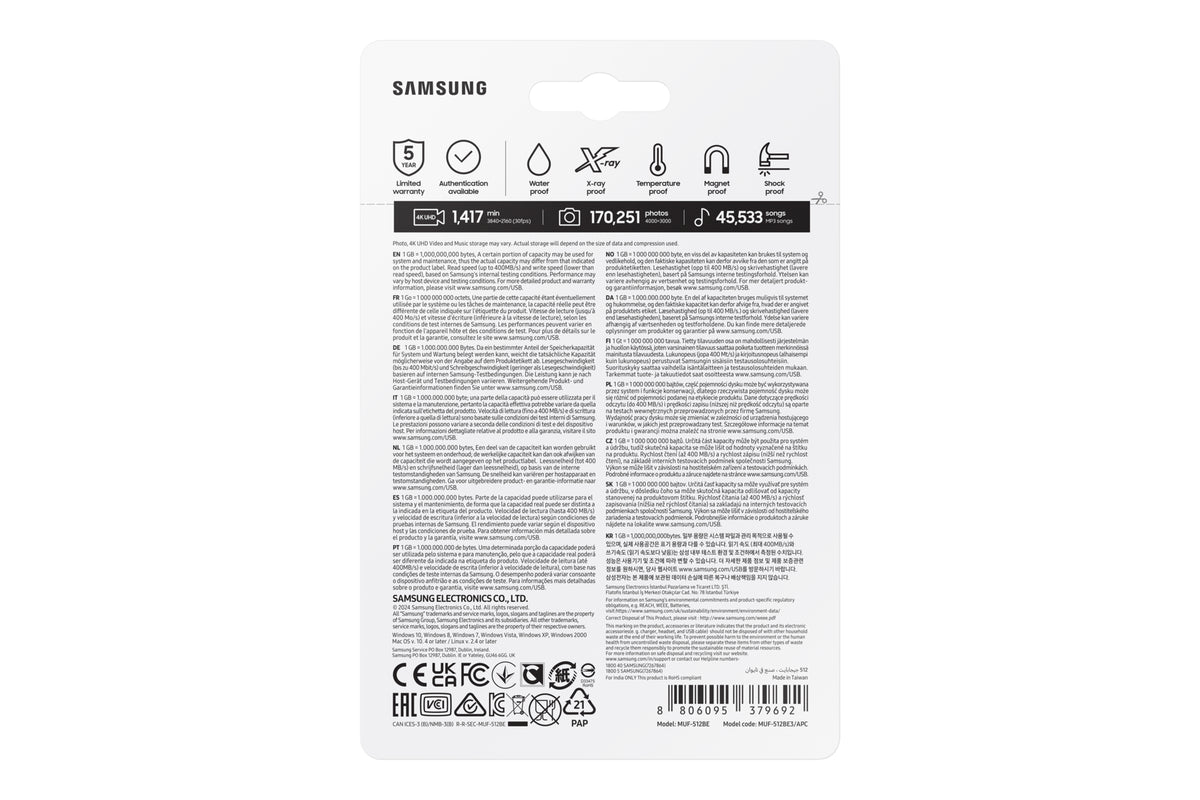 Samsung MUF-512BE USB-Stick 512 GB USB Typ-A 3.2 Gen 1 (3.1 Gen 1) Silber