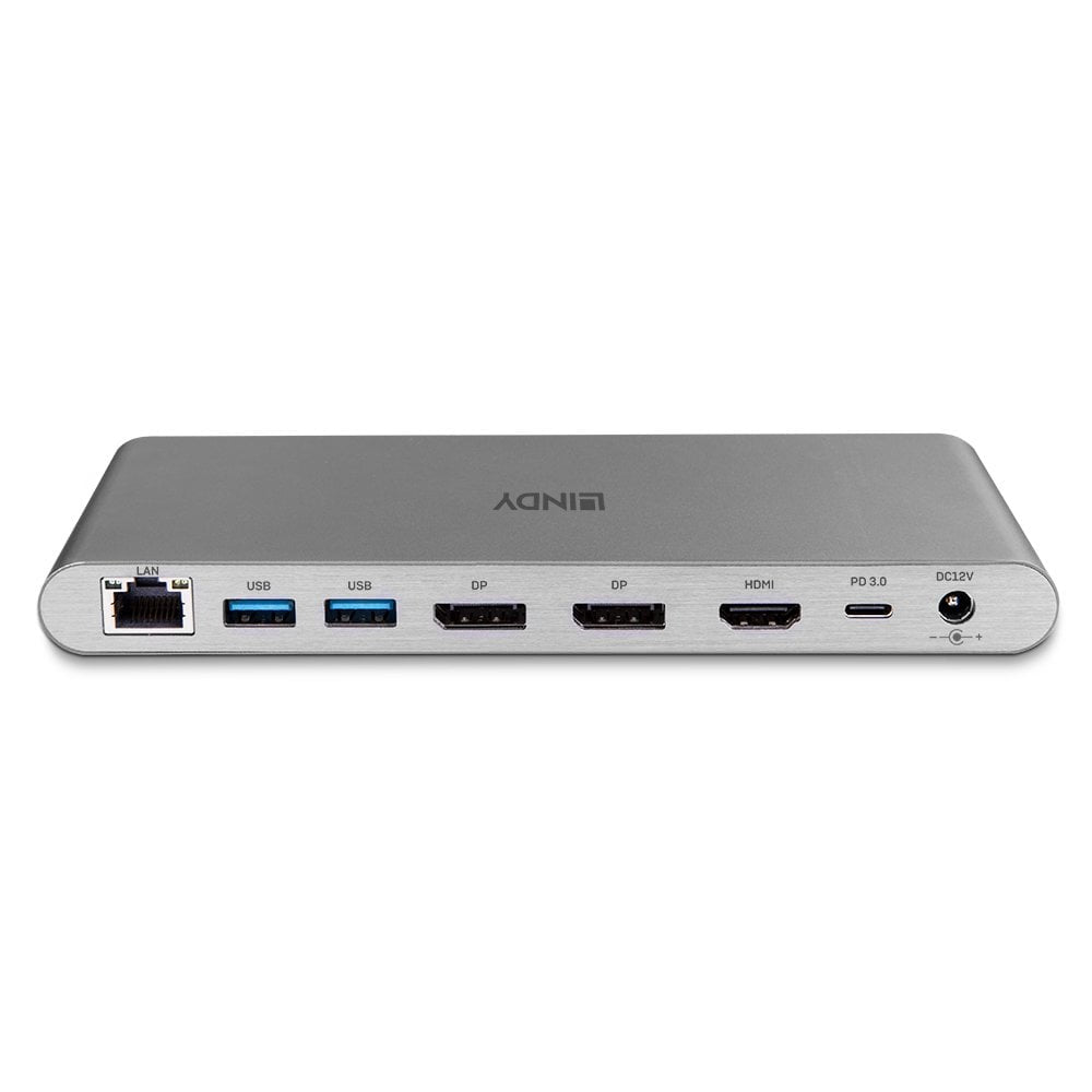 Lindy 43349 laptop-dockingstation & portreplikator Kabelgebunden USB 3.2 Gen 1 (3.1 Gen 1) Type-C Silber
