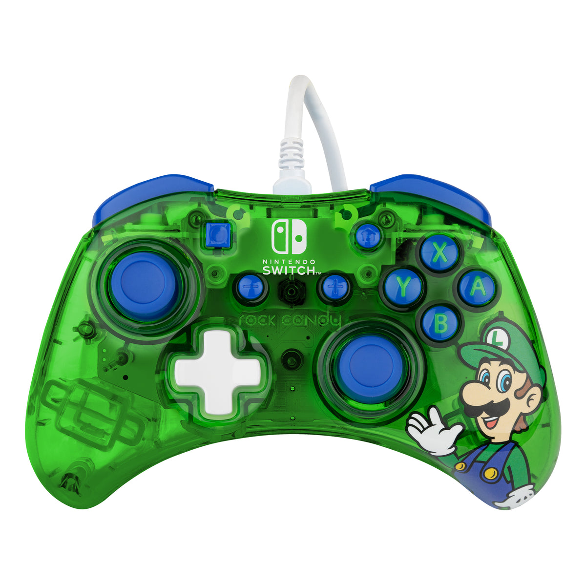 PDP Rock Candy: Luigi Lime Blau, Grün, Durchscheinend USB Gamepad Analog / Digital Nintendo Switch, Nintendo Switch Lite, Nintendo Switch OLED
