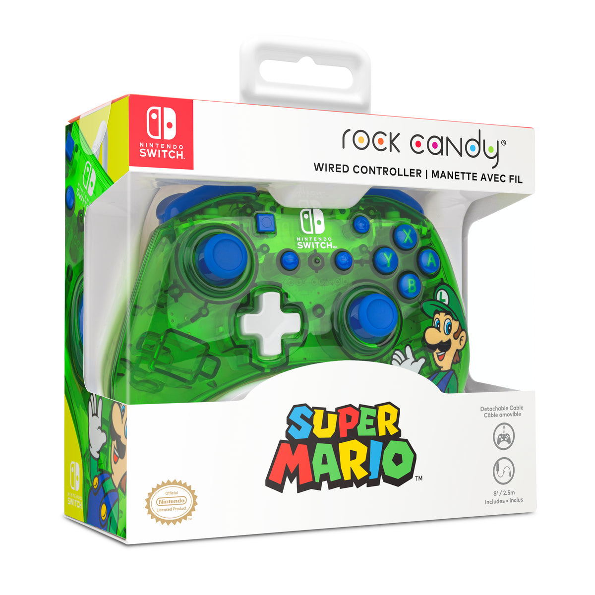 PDP Rock Candy: Luigi Lime Blau, Grün, Durchscheinend USB Gamepad Analog / Digital Nintendo Switch, Nintendo Switch Lite, Nintendo Switch OLED