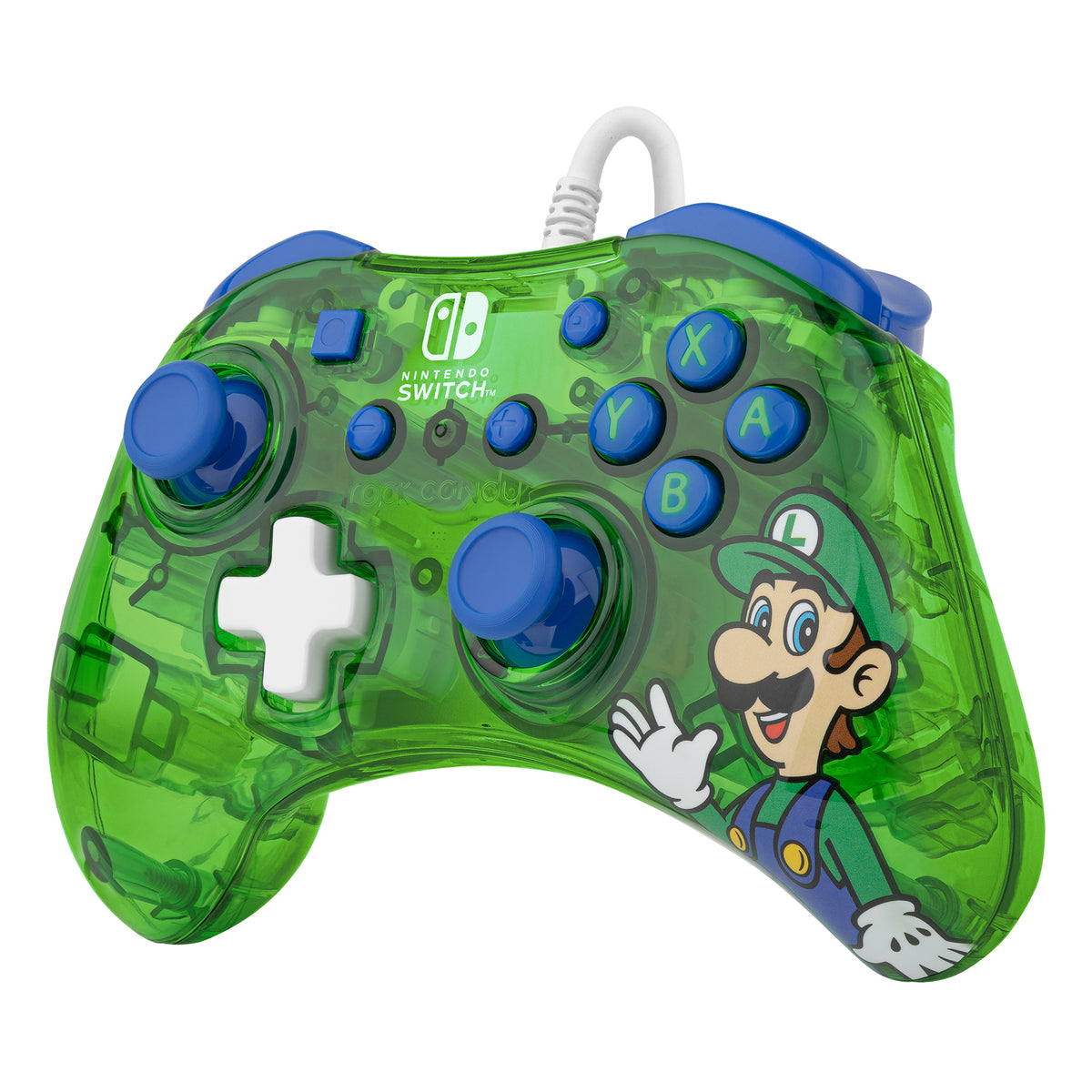 PDP Rock Candy: Luigi Lime Blau, Grün, Durchscheinend USB Gamepad Analog / Digital Nintendo Switch, Nintendo Switch Lite, Nintendo Switch OLED