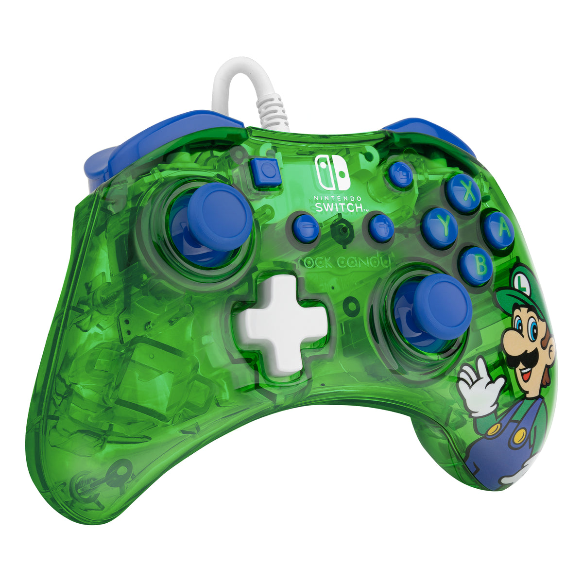 PDP Rock Candy: Luigi Lime Blau, Grün, Durchscheinend USB Gamepad Analog / Digital Nintendo Switch, Nintendo Switch Lite, Nintendo Switch OLED