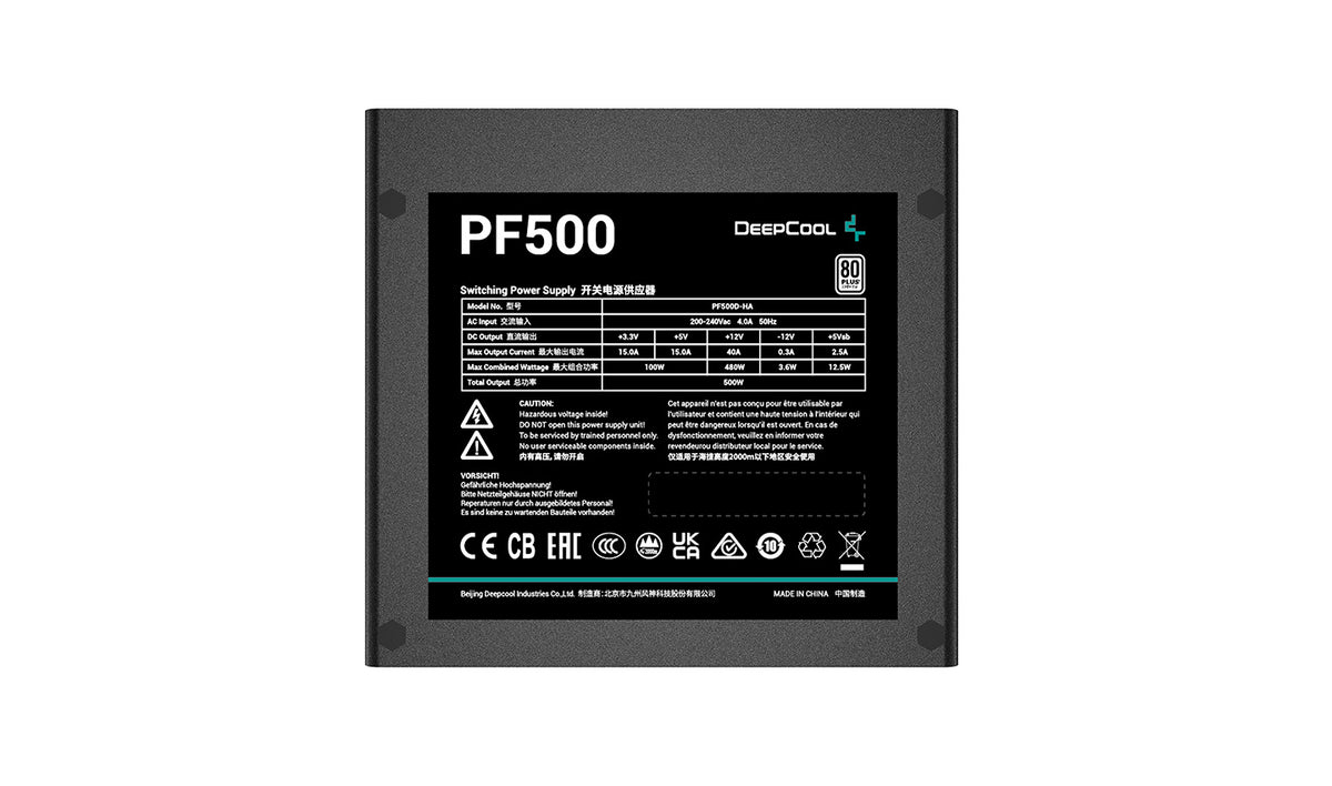 DeepCool PF500 Netzteil 500 W 20+4 pin ATX ATX Schwarz