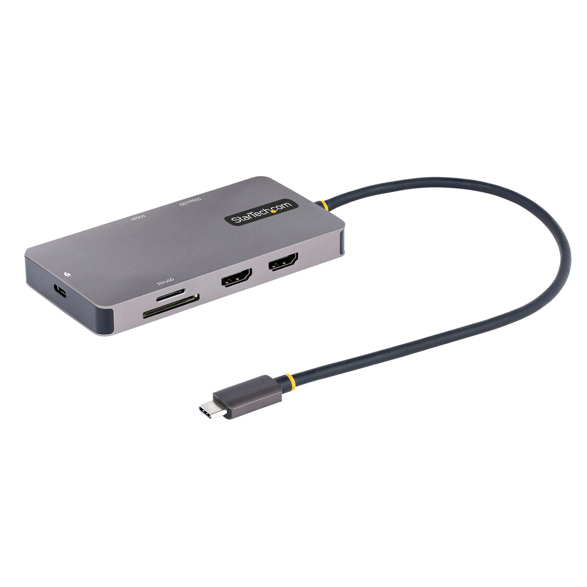 StarTech.com USB C Multiport Adapter, USB C auf Dual HDMI Video, 4K 60Hz, 5Gbit/s USB-A Hub, 100W PD Pass-through/GbE/SD-MicroSD Kartenleser, Reiseadapter/Laptop Dockingstation, Thunderbolt 3&4 Kompatibel