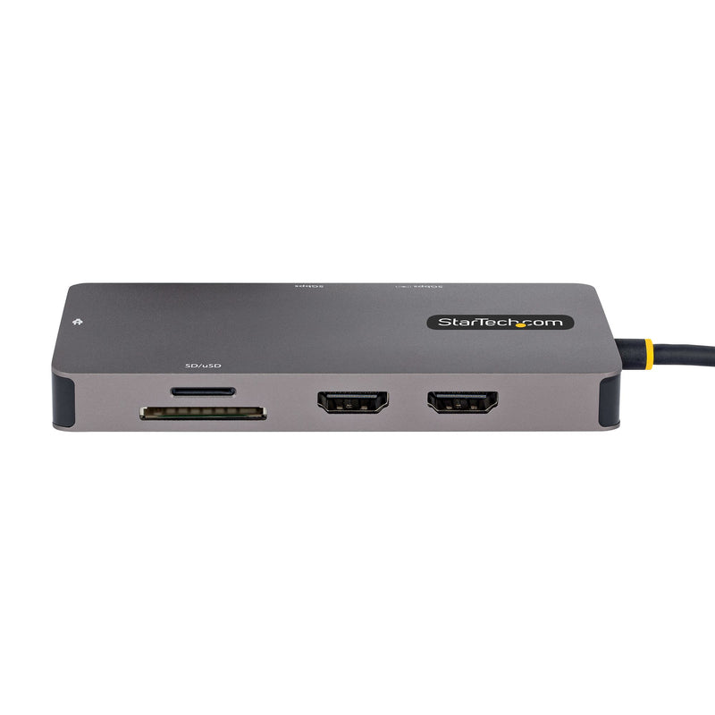 StarTech.com USB C Multiport Adapter, USB C auf Dual HDMI Video, 4K 60Hz, 5Gbit/s USB-A Hub, 100W PD Pass-through/GbE/SD-MicroSD Kartenleser, Reiseadapter/Laptop Dockingstation, Thunderbolt 3&4 Kompatibel