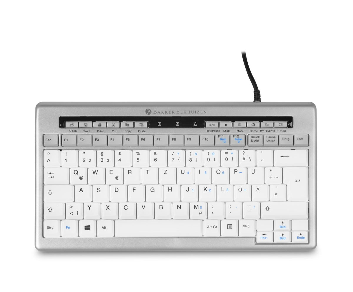 BakkerElkhuizen S-board 840 Tastatur Büro USB QWERTZ Schweiz Hellgrau, Weiß