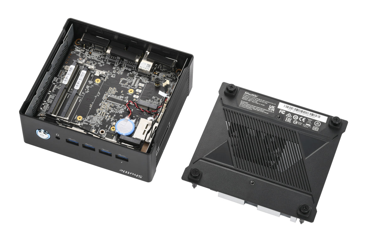 Shuttle Nano PC NT10H5, Intel Core Ultra 5 125H, Intel Arc graphics, 2xHDMI, 2xUSB 4.0 (DP), 2x2.5Gbit LAN, VESA, 24/7 Dauerbetrieb
