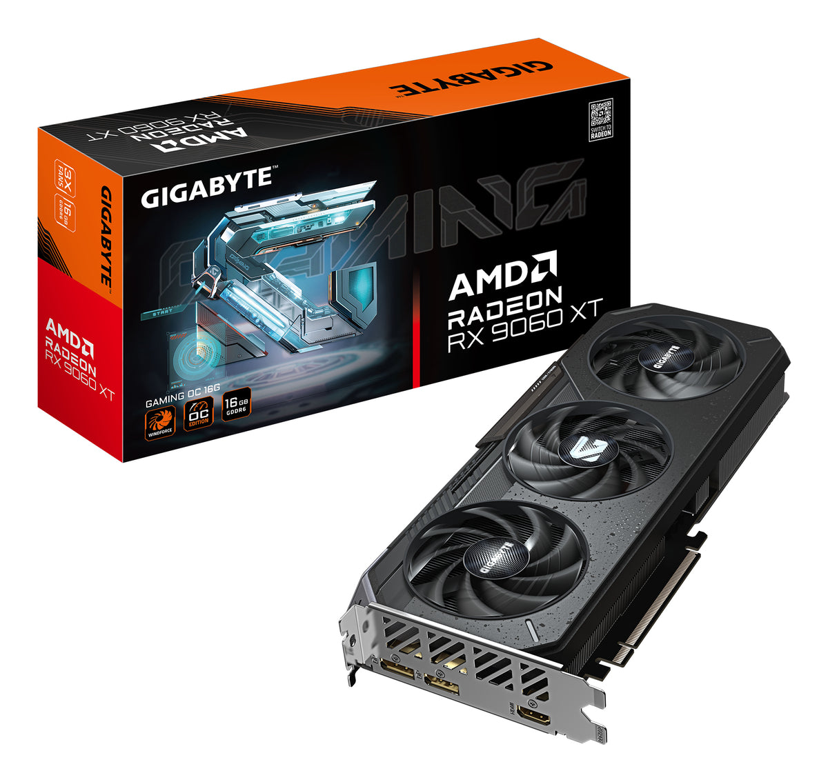 GIGABYTE Radeon RX 9060 XT GAMING OC 16G Grafikkarte - 16GB GDDR6, 128bit, PCI-E 5.0, 3320 MHz Kerntakt, 2 x DisplayPort, 1 x HDMI, GV-R9060XTGAMING OC-16GD