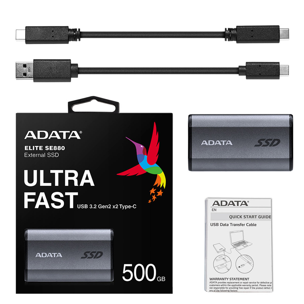 ADATA SE880 500 GB USB Typ-C 3.2 Gen 2 (3.1 Gen 2) WLAN Grau