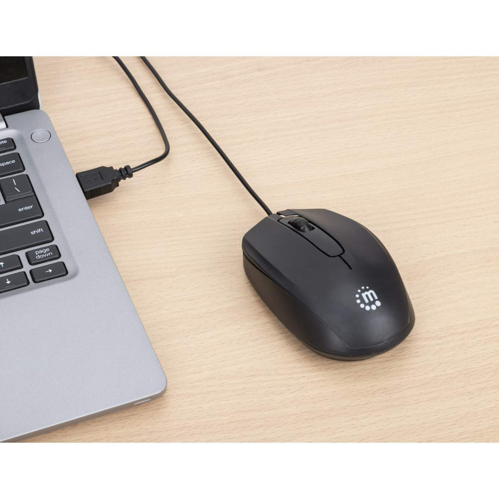 Manhattan 190190 Maus Büro Beidhändig USB Typ-A Optisch 1000 DPI