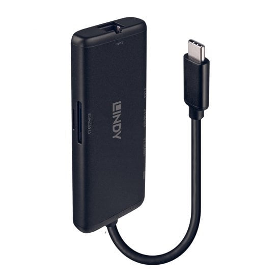 Lindy 43358 laptop-dockingstation & portreplikator Kabelgebunden USB 3.2 Gen 1 (3.1 Gen 1) Type-C Schwarz