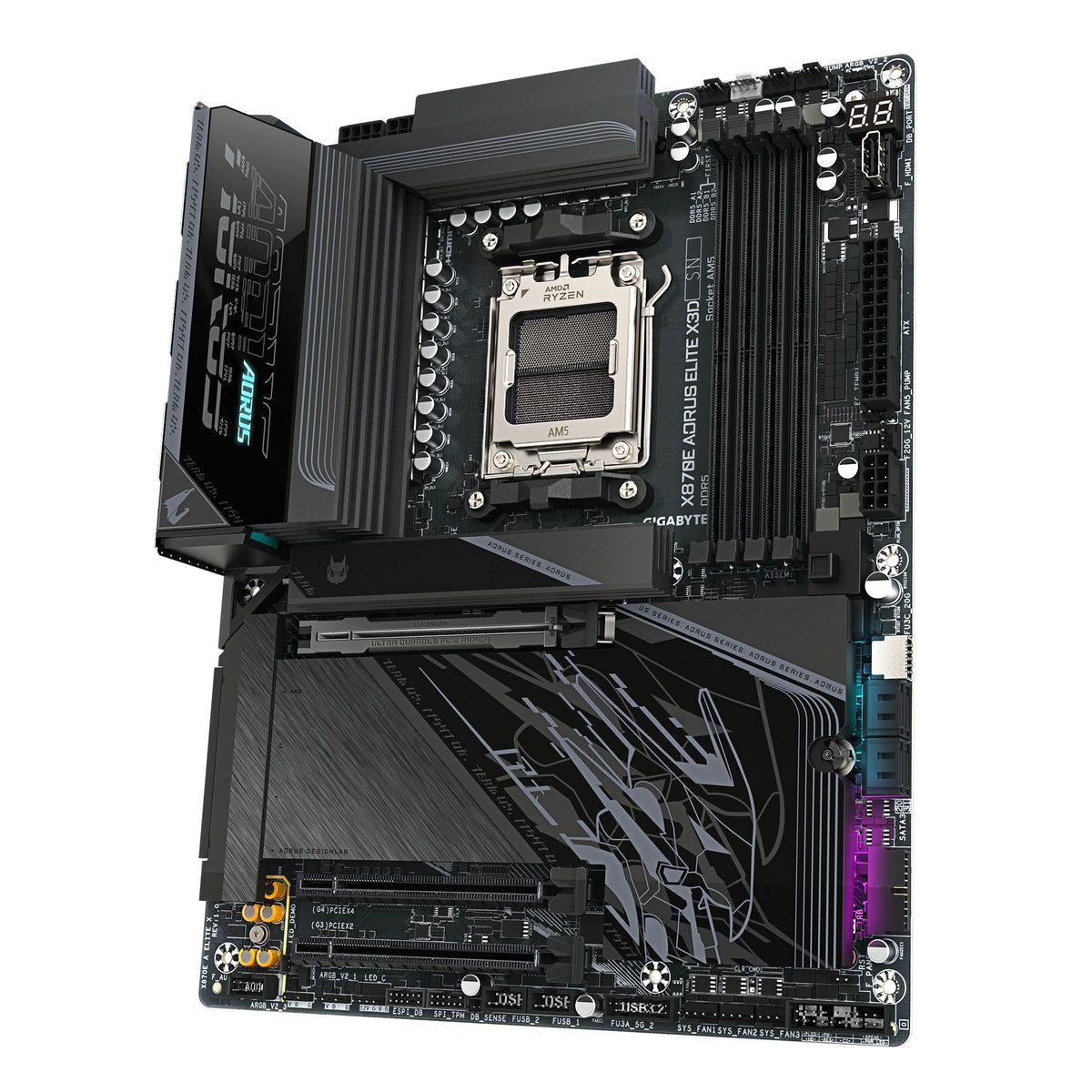 GIGABYTE X870E AORUS ELITE X3D Mainboard – Unterstützt AMD Ryzen 9000 Prozessoren, 16+2+2-Phasen Digital-VRM, bis zu 9000 Hz DDR5 (OC), 2 x PCIe 5.0 + 2 x PCIe 4.0, Wi-Fi 7, 5 GbE LAN, USB 4