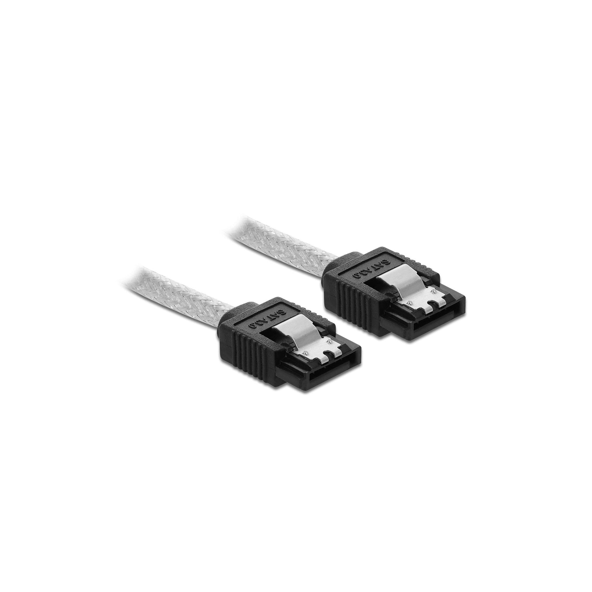 Delock SATA3 Kabel: 0.7m, Metall Clip