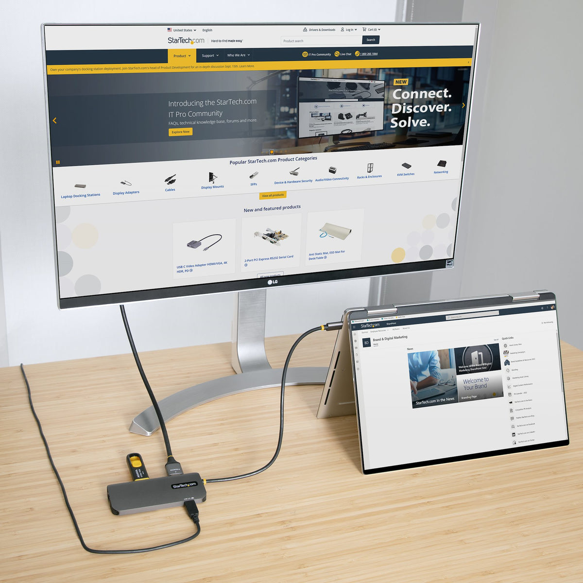 StarTech.com USB C Multiport Adapter, USB C auf HDMI Adapter 4K 60Hz, 5Gbit/s USB-A 3.0 Hub, 100W Power Delivery Pass-Through, GbE, 30cm Kabel, Laptop Dockingstation/Reisedock, Thunderbolt 3 und 4 Kompatibel